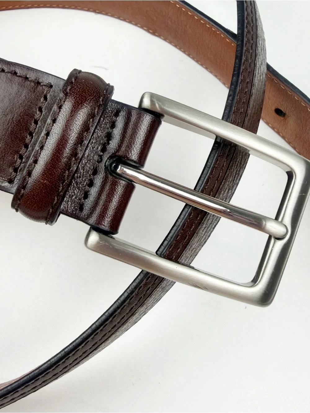 Johnston & Murphy Pebbled Leather Brown Dress Belt Size 44